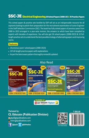 GKP SSC 2024 : Junior Engineer - Paper I - Electrical Engineering - 26 Solved Papers (2008-23) & 10 Practice Sets