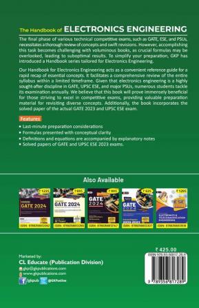 GKP Hand Book 2024 : Electronics Engineering (Includes GATE & ESE previous years solved paper of 2023)