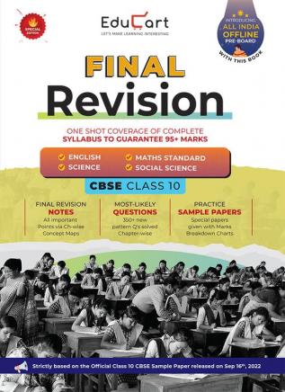 Educart CBSE Class 10 Final Revision Book for 2023 - Maths Standard + Science + SST + English (Includes access to All India Offline Pre-board Exam 2022-23)