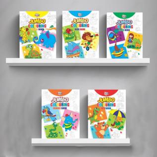 Jumbo Colouring Book for Kids : Orange|Red|Green|Yellow|Blue (Best Gift to Children for Painting and Colouring)