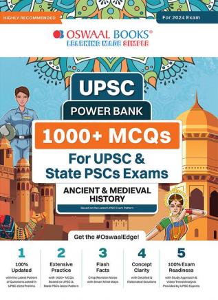 UPSC Power Bank:1000+ MCQs for UPSC and State PSCs and exams Ancient & Medieval History (For Latest Edition)