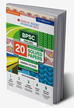 Oswaal BPSC Prelims 20 Previous Years' solved papers (1995-2023) General Studies | English Medium (for 2024 exam)