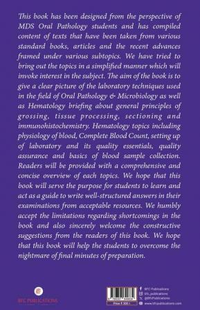 Handbook Of Histopathology And Hematology Laboratory Techniques For M D S Oral Pathology Students