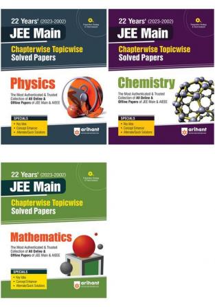 22 Years' Chapterwise Topicwise (2023-2002) JEE Main Solved Papers Physics Chemistry Mathematics (Set of 3 Books)