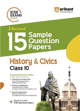 Arihant ICSE Sample Question Papers Class 10 History & Civics Book for 2024 Board Exam