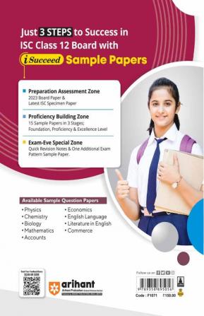 Arihant ISC Sample Question Papers Class 12 Commerce Book for 2024 Board Exam