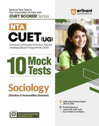 Arihant NTA CUET UG 10 Mock Test For Section 2 Humanities Domain Sociology Exam Book For CUET 2024