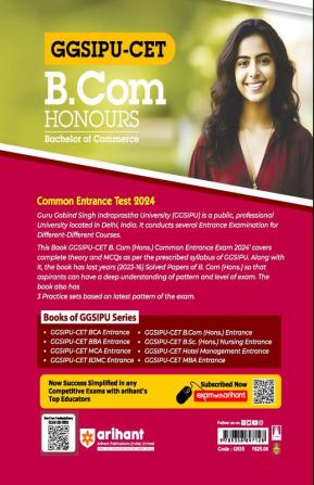 Arihant GGSIPU CET B.Com Hons Common Entrance Exam Guide For 2024 Exams