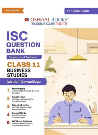 Oswaal ISC Question Bank Class 11 Business Studies | Chapterwise | Topicwise | Solved Papers | For 2025 Exams