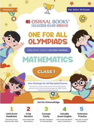 Oswaal One For All Olympiad Class 1 Mathematics | Previous Years Solved Papers | For 2024-25 Exam