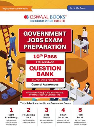 Oswaal Government Exams Question Bank 10th Pass | General Awareness | for 2024 Exam