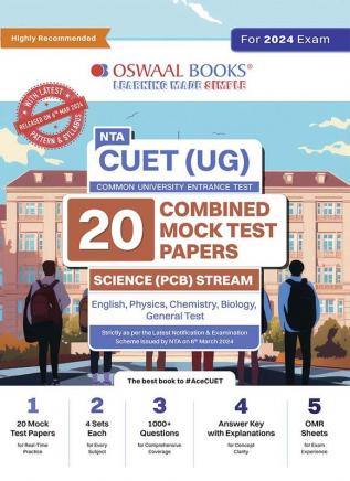 Oswaal NTA CUET (UG) Combined Mock Test Papers PCB (English Physics Chemistry Biology General Test) For 2024 Exam