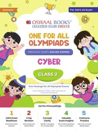 Oswaal One For All Olympiad Class 2 Cyber | Previous Years Solved Papers | For 2024-25 Exam