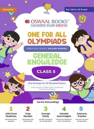 Oswaal One For All Olympiad Class 5 General Knowledge | Previous Years Solved Papers | For 2024-25 Exam