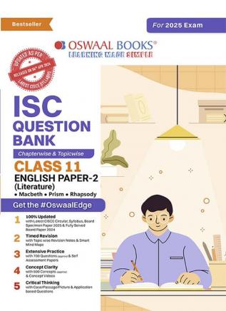 Oswaal ISC Question Bank Class 11 English Paper-2 | Chapterwise | Topicwise | Solved Papers | For 2025 Exams