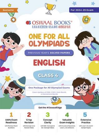 Oswaal One For All Olympiad Class 4 English | Previous Years Solved Papers | For 2024-25 Exam