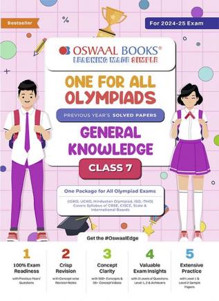 Oswaal One For All Olympiad Class 7 General Knowledge | Previous Years Solved Papers | For 2024-25 Exam