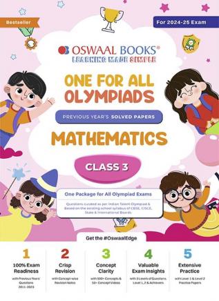 Oswaal One For All Olympiad Class 3 Mathematics | Previous Years Solved Papers | For 2024-25 Exam