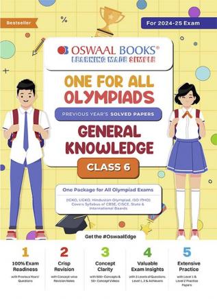 Oswaal One For All Olympiad Class 6 General Knowledge | Previous Years Solved Papers | For 2024-25 Exam