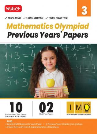 MTG IMO Class-3 Olympiad 10 Previous Years Papers (2023-2019 Set A & B) Mathematics with Mock Test Papers - Sample OMR Sheet with Chapterwise Analysis | SOF Olympiad Books For 2024-25 Exam