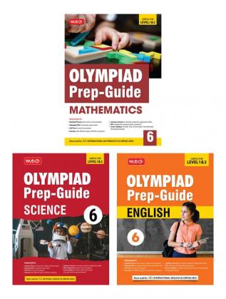 MTG Olympiad Prep-Guide Class-6 Mathematics Science & English (Set of 3 Books) - Detailed Theory Self Test with IMO-NSO-IEO Chapterwise Previous Year Question Paper For SOF 2024-25 Exam