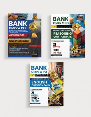 Examcart Bank Clerk & PO Maths, Reasoning & English Question Bank For all 2024 Bank Exams in English (3 Books Combo)