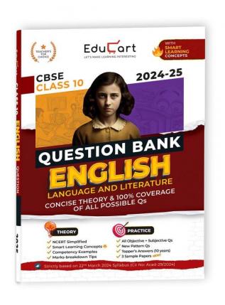Educart CBSE Question Bank Class 10 English 2024-25 (As per latest CBSE Syllabus 23 Mar 2024)