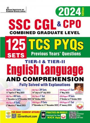 Ssc Cgl & Cpo English Language Tcs Pyqs 125 Sets Tier 1 & Tier 2 Solved Papers (English Medium)(4997)