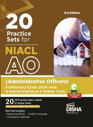 20 Practice Sets for NIACL AO (Administrative Officers) Preliminary Exam 2024 with 4 Solved Papers & 5 online tests 3rd Edition