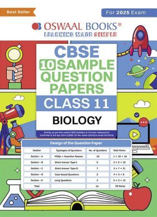 Oswaal Cbse Sample Question Papers Class 11 Biology Book (For 2025 Exam)