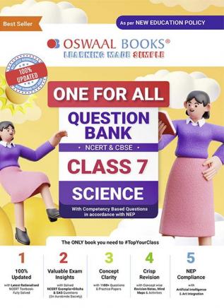 Oswaal One For All Question Bank NCERT & CBSE Class-7 Science (For 2024-25 Exam)