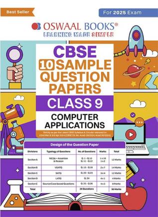 Oswaal Cbse Sample Question Papers Class 9 Computer Application Book (For 2025 Exam)