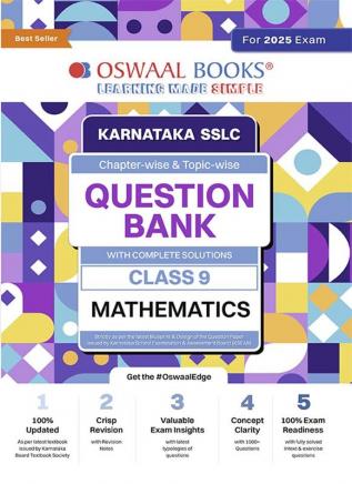 Oswaal Karnataka SSLC Question Bank Class 9 Mathematics Book | Chapter-wise & Topic-wise | With Complete Solutions | For Board Exams 2025