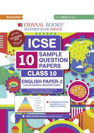 Oswaal ICSE | 10 Sample Question Papers | Class 10 | English-2 Hardcover Book (For 2025 Exam)