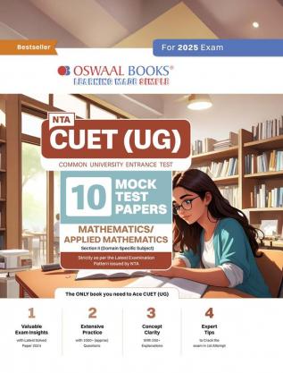 Oswaal NTA CUET (UG) 10 Mock Test Papers Applied Maths/Mathematics (For 2025 Exam)