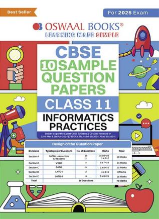 Oswaal Cbse Sample Question Papers Class 11 Informatics Practices Book (For 2025 Exam)