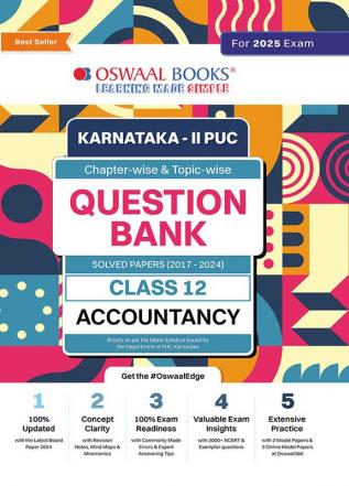 Oswaal Karnataka 2nd PUC Question Bank Class 12 Accountancy, Chapterwise & Topicwise Previous Solved Papers (2017-2024) for Board Exams 2025