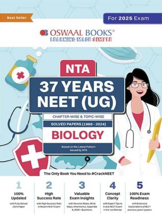 Oswaal NEET (UG) 37 Years' Chapter-wise & Topic-wise Solved Papers Biology (1988-2024) for 2025 Exam