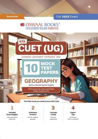 Oswaal NTA CUET (UG) 10 Mock Test Papers Geography (For 2025 Exam)