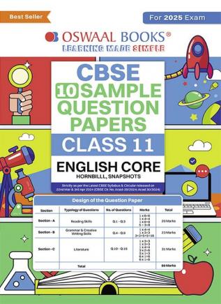 Oswaal Cbse Sample Question Papers Class 11 English Core Book (For 2025 Exam)