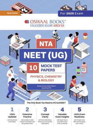 Oswaal NEET (UG) 10 Mock Test Papers PHYSICS CHEMISTRY & BIOLOGY for 2025 Exam | Based On Latest NTA Pattern