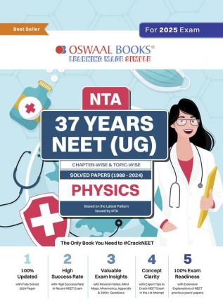 Oswaal NEET (UG) 37 Years' Chapter-wise & Topic-wise Solved Papers Physics (1988-2024) for 2025 Exam