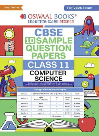 Oswaal Cbse Sample Question Papers Class 11 Computer Science Book (For 2025 Exam)