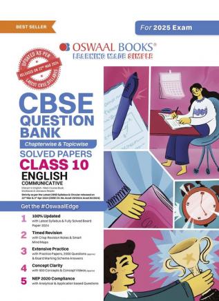 CBSE Question Bank Chapterwise & Topicwise SOLVED PAPERS Class 10 English Communicative | For Board Exams 2025