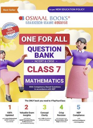 Oswaal One For All Question Bank NCERT & CBSE Class-7 Mathematics (For 2024-25 Exam)