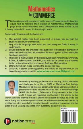 Mathematics For Commerce:Basic ConceptsMethods Application In Business Mathematics