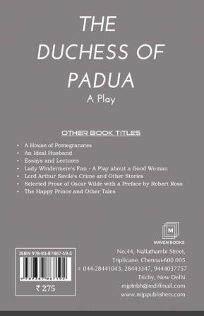 The Duchess of Padua - A Play