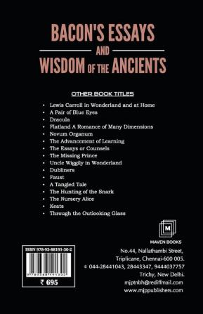 BACON’S ESSAYS and WISDOM OF THE ANCIENTS