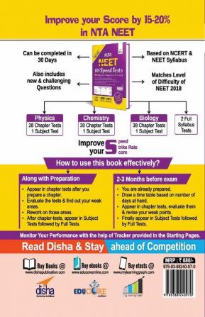 NTA NEET 101 Speed Tests (96 Chapter-wise + 3 Subject-wise + 2 Full)