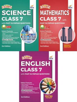 Olympiad Champs Science Mathematics English Class 7 with Past Questions 3rd Edition (Set of 3 Books)